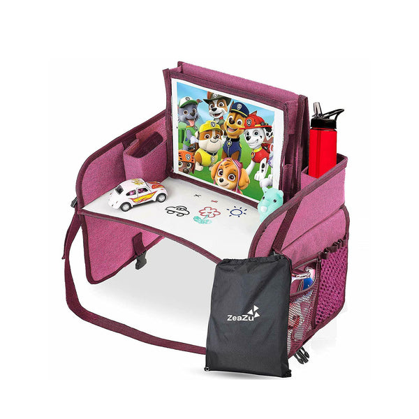 ZeaZu Kids All in One 2021 Travel Tray for Toddlers and Kids - Pink