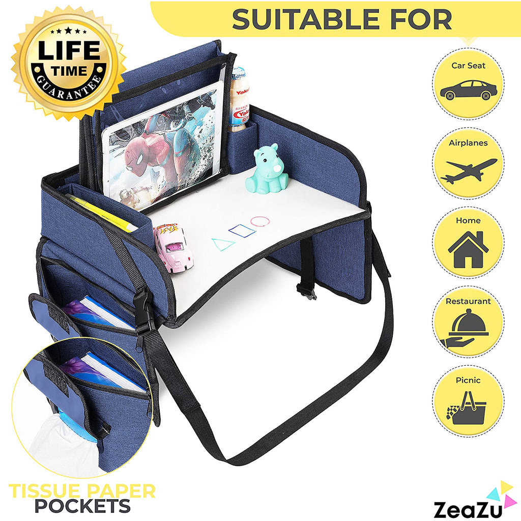 ZeaZu Kids Foldable Storage Organizer Desk 2021 Travel Tray Bag Blue  ZeaZu Kids