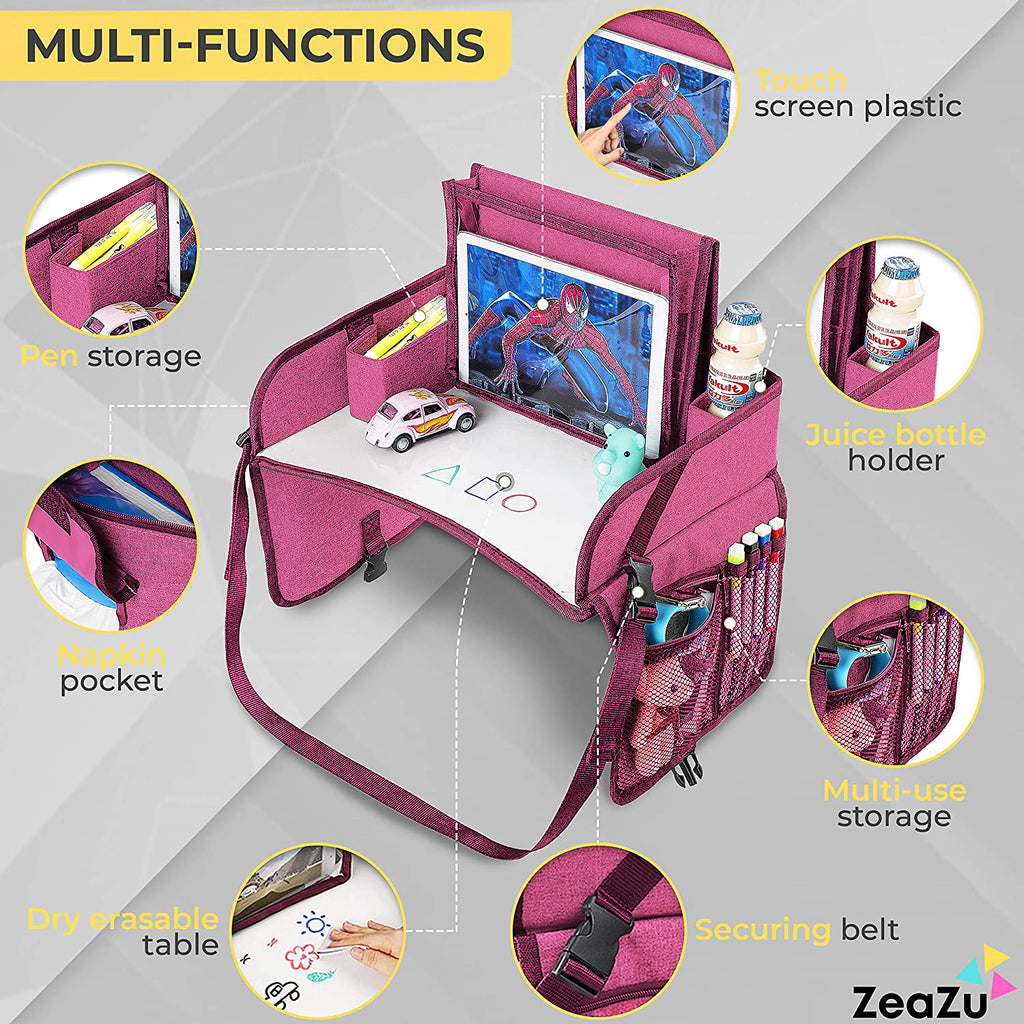 ZeaZu Kids Foldable Storage Organizer Desk 2021 Travel Tray Bag Pink  ZeaZu Kids
