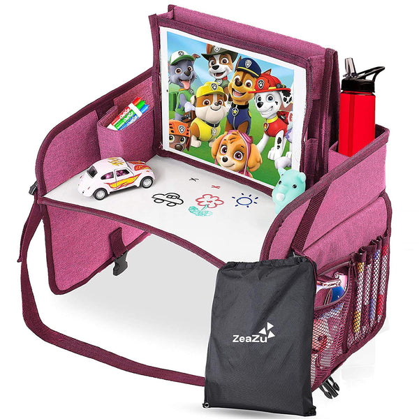 ZeaZu Kids Foldable Storage Organizer Desk 2021 Travel Tray Bag - Pink